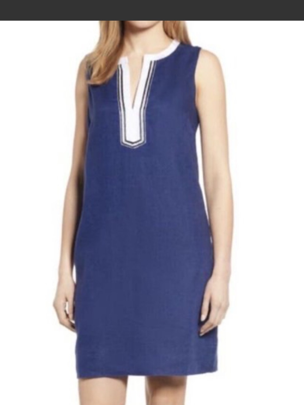 NWT Tommy Bahama 2 Palms Embellished Linen Navy Shift Dress Sz Medium